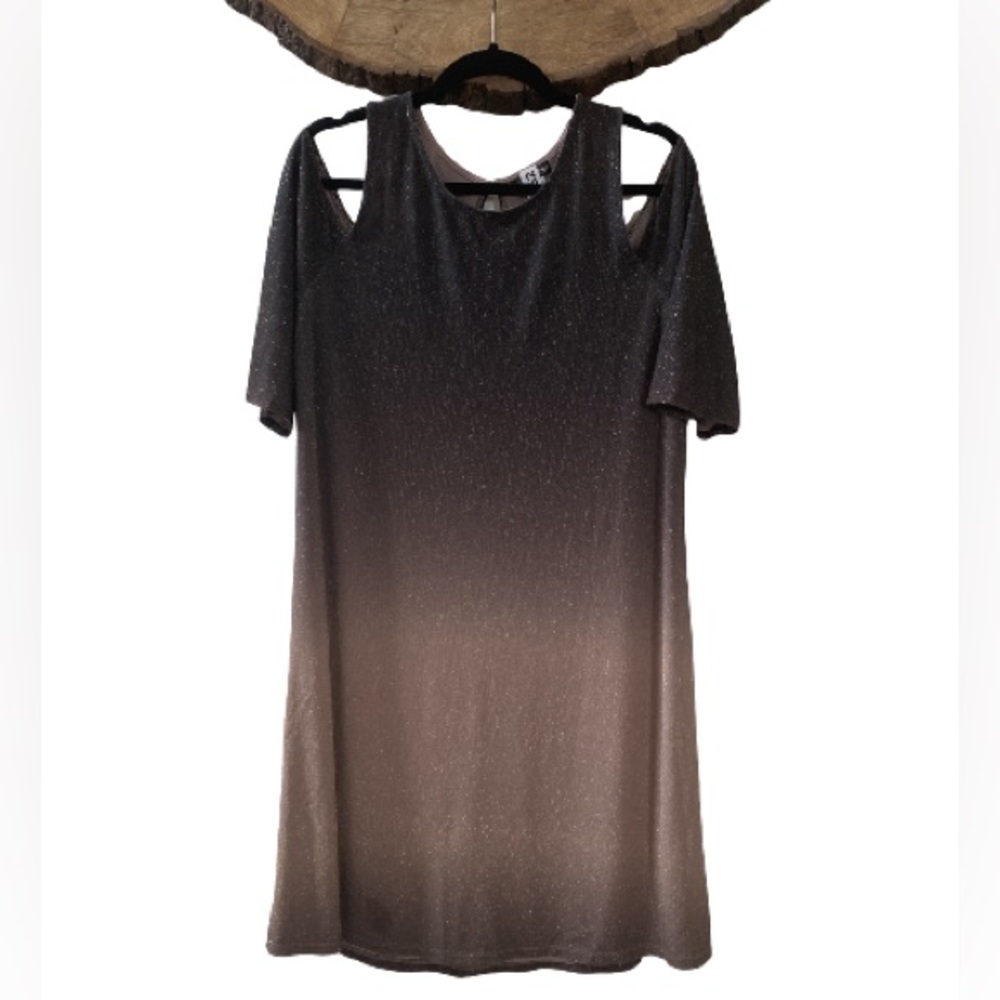 VENUS Gold Sparkle Fade Gradient Cold Shoulder Dress Size L